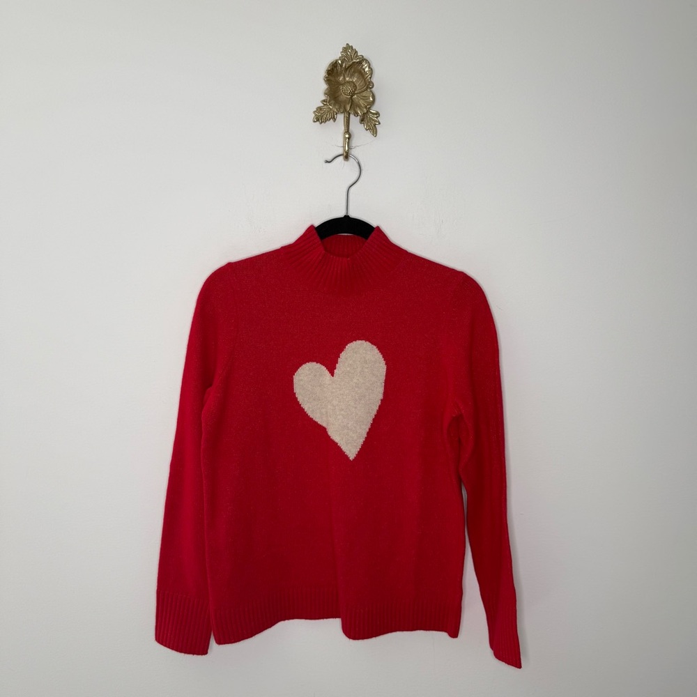 Talbots Mockneck Pullover - Intarsia Heart S - Picture 1 of 6
